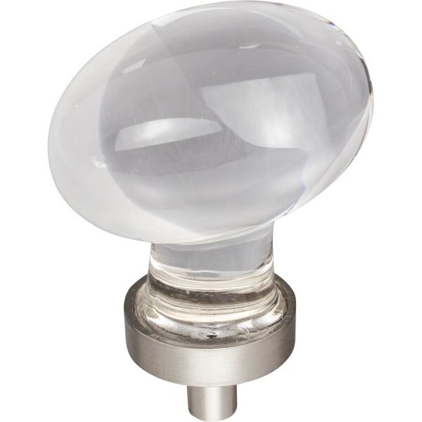 Jeffrey Alexander 1-5/8" Overall Length Satin Nickel Football Glass Harlow Cabinet Knob G110L-SN - main